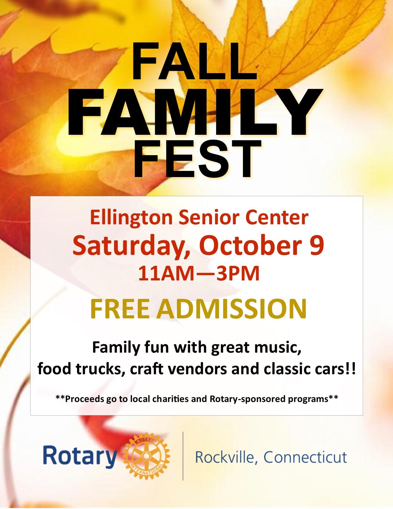 Save the Date 2021 Fall Family Fest Rotary Club of Rockville, CT